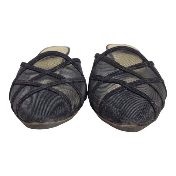ALLURE Black Slip On Mules Size 7.5 Black Mesh and Suede Trim High Heels Formal - Picture 8 of 11